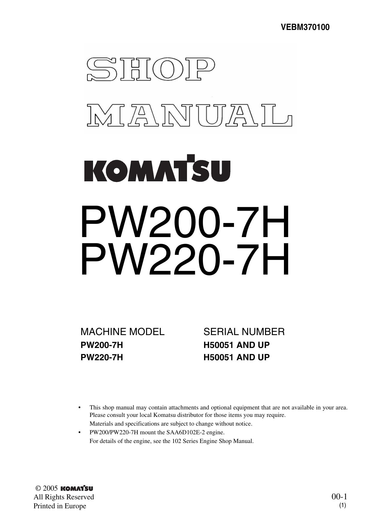 PW200-7H PW220-7H Shop Manual